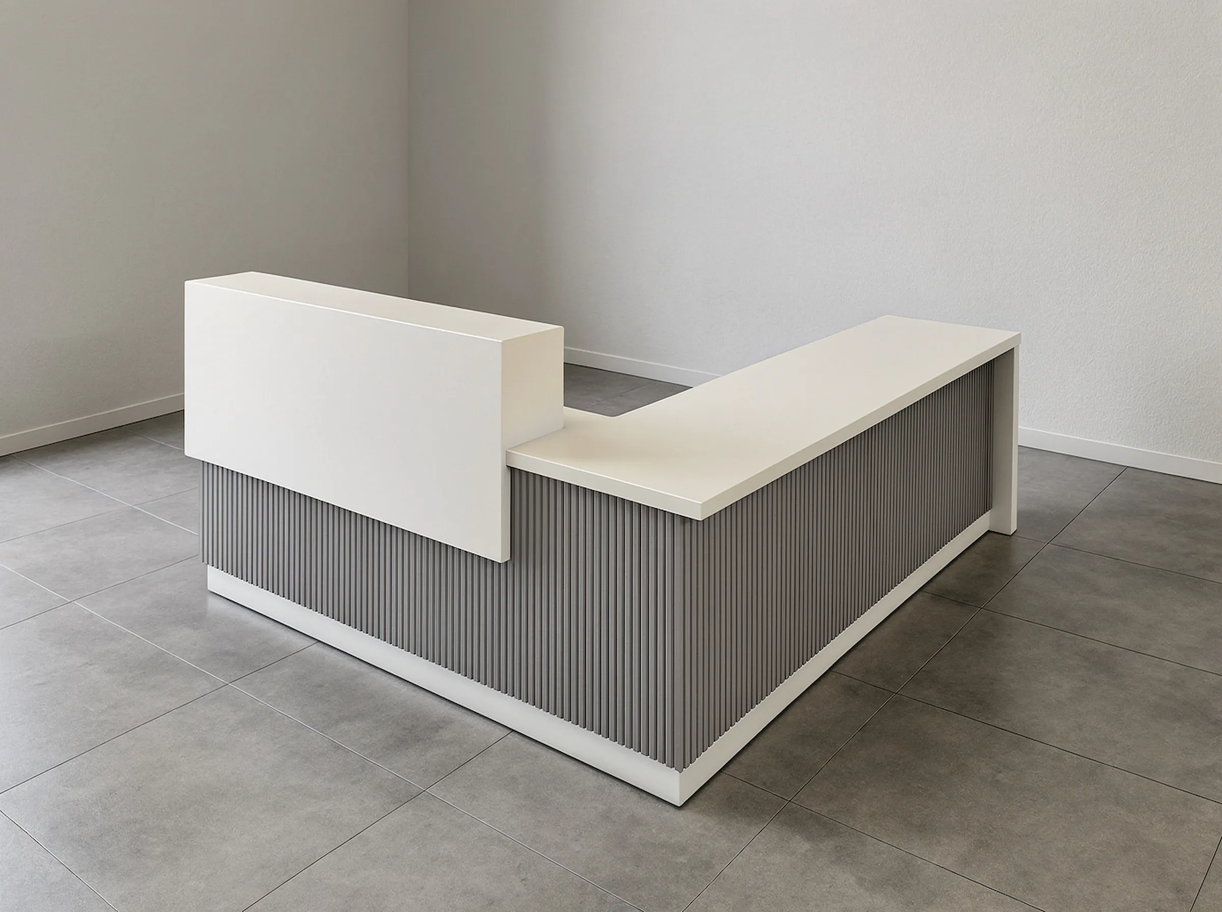 Modern Reception Counter & Front Desk Design in Haldwani & Nainital (L-Shaped Welcome Table for Hotels)