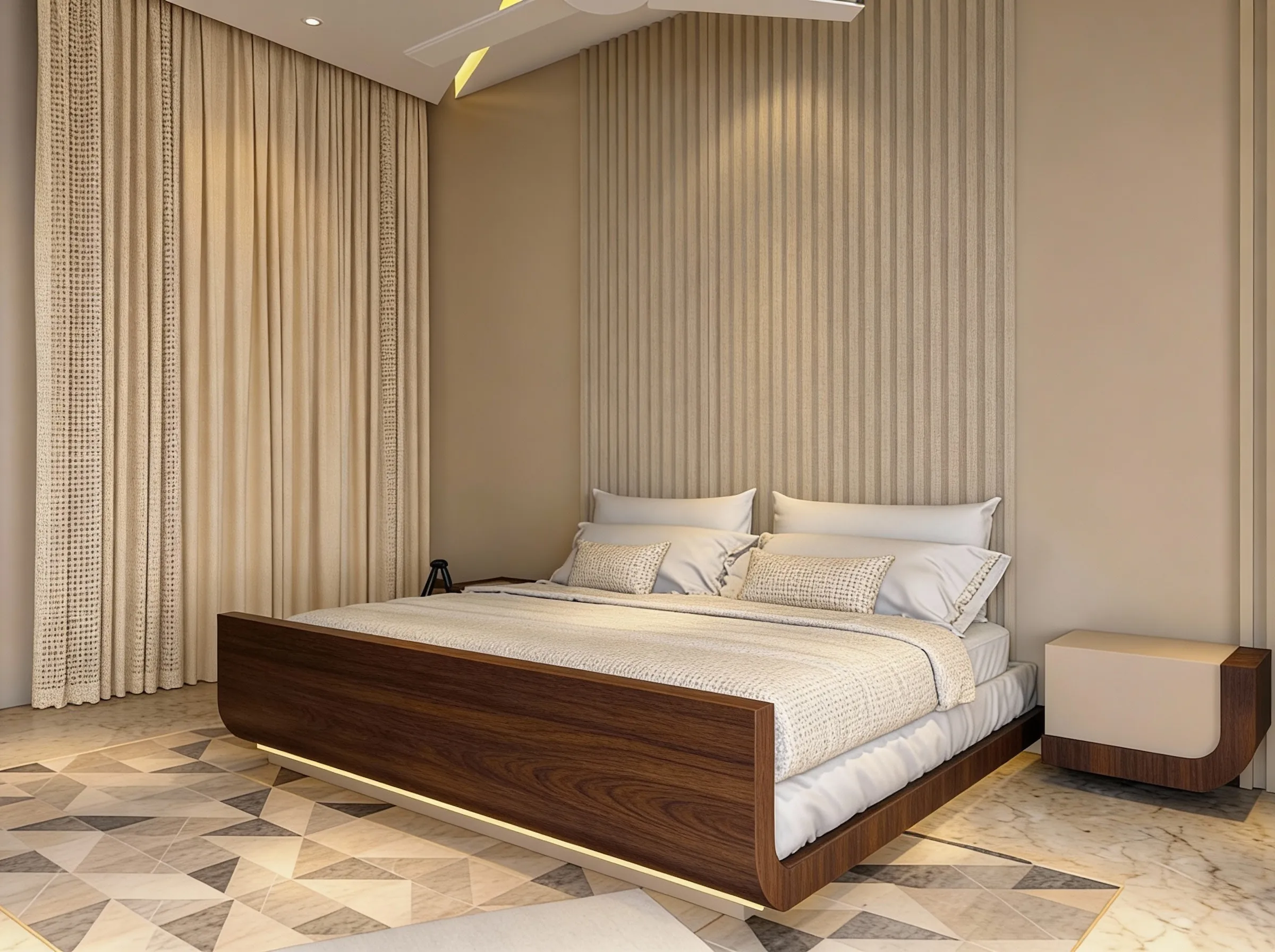 Luxury Double Bed Design & Bedroom Interior Service in Haldwani (Teak Wood & Hydraulic Storage Box Bed)