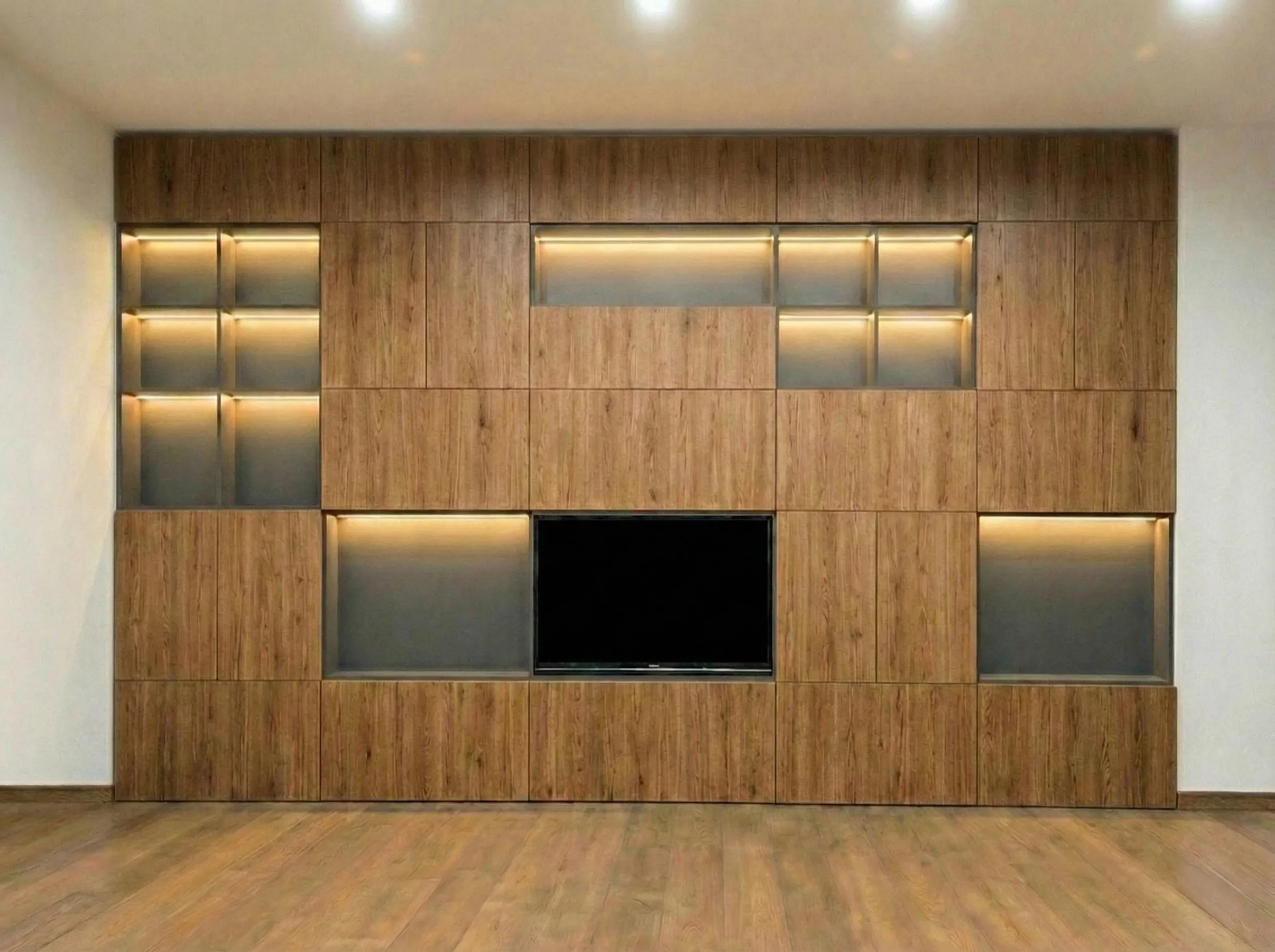 Modern TV Unit & Living Room Wall Paneling Service in Haldwani (Latest LCD Panel & Showcase Wood Work)
